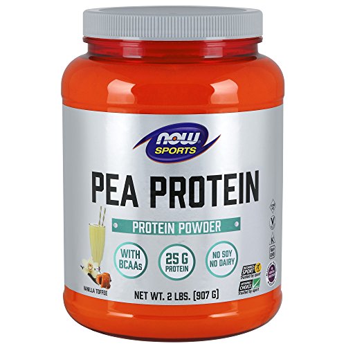 Book Cover NOW Sports Nutrition, Pea Protein 25 G With BCAAs, Easily Digested, Vanilla Toffee Powder, 2-Pound