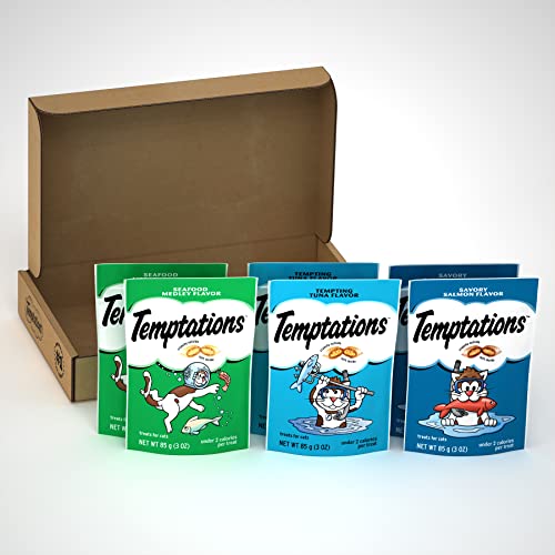 Book Cover TEMPTATIONS Classic Crunchy and Soft Cat Treats Seafood Lovers Variety Pack, (6) 3 oz. Pouches