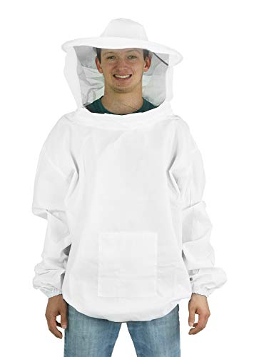 Book Cover VIVO Professional White Medium/Large Beekeeping Suit, Jacket, Pull Over, Smock with Veil (BEE-V105)
