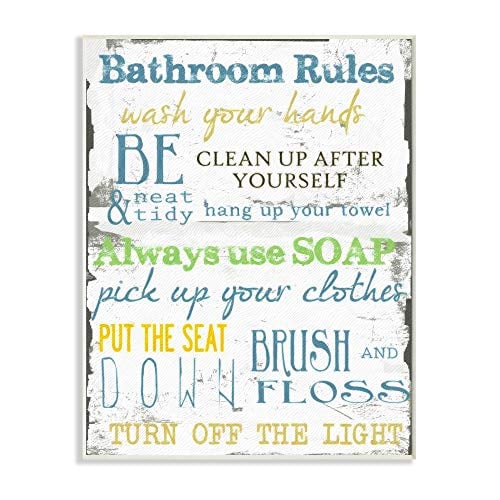 Book Cover Stupell Home Décor 'Bathroom Rules ' Typography Bathroom Wall Plaque, 10 x 0.5 x 15, Proudly Made in USA