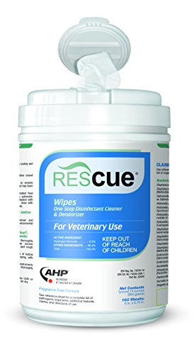 Book Cover REScue One-Step Disinfectant Cleaner & Deodorizer for Veterinary Use, Cleans Floors, Kennels, Litter Boxes & More, 160-Wipes, 1-Canister