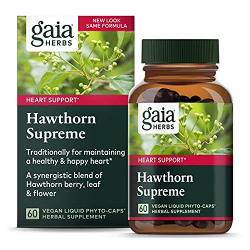 Book Cover Gaia Herbs Hawthorn Supreme, Vegan Liquid Capsules, 60 Count - Promotes Heart Health & Stimulates Healthy Circulation, Organic Hawthorn Berry, Leaf & Flower Extract