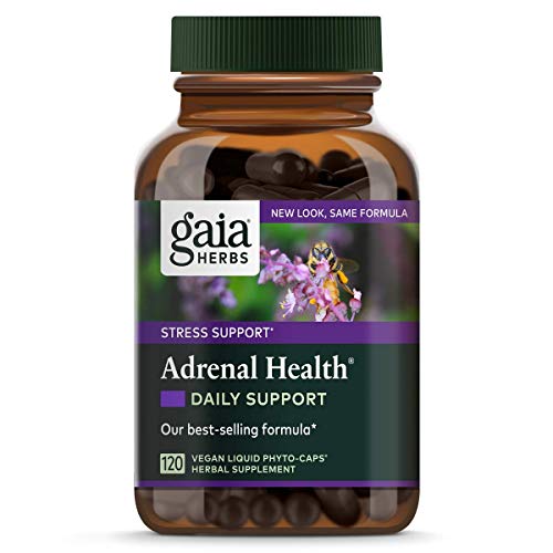 Book Cover Gaia Herbs Adrenal Health Daily Support, Stress Relief and Adrenal Fatigue Supplement, Holy Basil, Ashwagandha, Rhodiola Adrenal Complex, Vegan Liquid Capsules, 120 Count