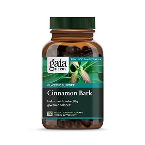 Book Cover Gaia Herbs Cinnamon Bark, Vegan Liquid Capsules, 120 Count - Glycemic Balance & Normal Blood Sugar Support, Organic Cinnamon