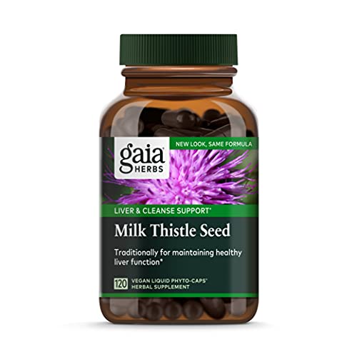 Book Cover Gaia Herbs Milk Thistle Seed, Vegan Liquid Capsules, 120 Count - Liver Cleanse Supplement to Support Detox and Metabolism, 600 mg Concentrated Extract - Packaging May Vary