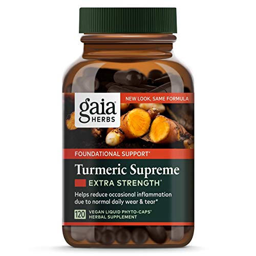 Book Cover Gaia Herbs, Turmeric Supreme Extra Strength, Turmeric Curcumin Supplement with Black Pepper, Daily Joint Support & Healthy Inflammatory Response, Vegan Liquid Capsules, 120 Count