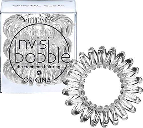 Book Cover Invisibobble ORIGINAL Hair Ties, Crystal Clear, 3 Pack - Traceless, Strong Hold, Waterproof - Suitable for All Hair Types