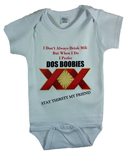 Book Cover Dos Boobies Funny Baby Romper - Great Baby Shower Gift (3 - 6 Mo, White)