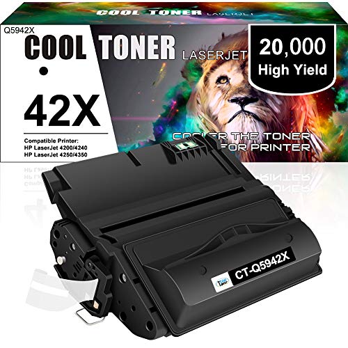 Book Cover Cool Toner Compatible Toner Cartridge Replacement for HP 42X Q5942X Q1338A Q5942 for HP LaserJet 4250TN 4250N 4250DTN 4350N 4350TN 4350DTN Printer-1PK