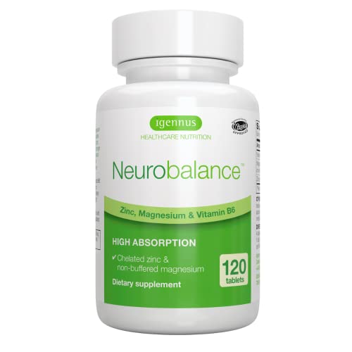 Book Cover Neurobalance, High Absorption Zinc Magnesium B6 Supplement, Brain, Immune, Sleep & Muscle Recovery, Chelated Zinc Picolinate 24mg, Oxide-Free Magnesium & Vitamin B6, 120 Tablets, Vegan, by Igennus