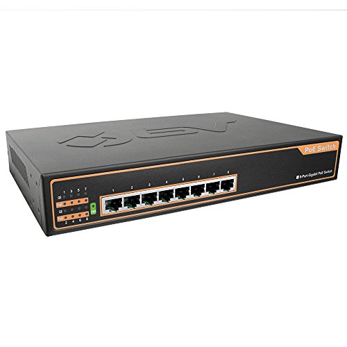 Book Cover BV-Tech 8 Port 10/100/1000Mbps Gigabit PoE+ Unmanaged Switch â€“ 130W â€“ 802.3at