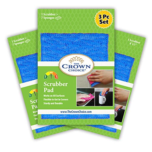 Book Cover Scrubber Sponge Pad (3 Pk) for Dishwashing, Scrubbing, Cleaning | Scratch Free Scrubber | VERY Durable and Strong Scrub Strength | No Mildew Smell from Sponges, Dishcloth, Cotton Rags or Wash Cloths | The ONLY Sponge Scrubby You Need by The Crow