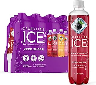 Book Cover Sparkling Ice Purple Variety Pack, Flavored Sparkling Water, Zero Sugar, with Vitamins and Antioxidants, 17 fl oz, 12 count (Black Raspberry, Cherry Limeade, Orange Mango, Kiwi Strawberry)