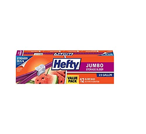 Book Cover Hefty Slider 2.5 Gallon Jumbo Storage Bags, 12 Count (Pack of 3) 36 Bags Total