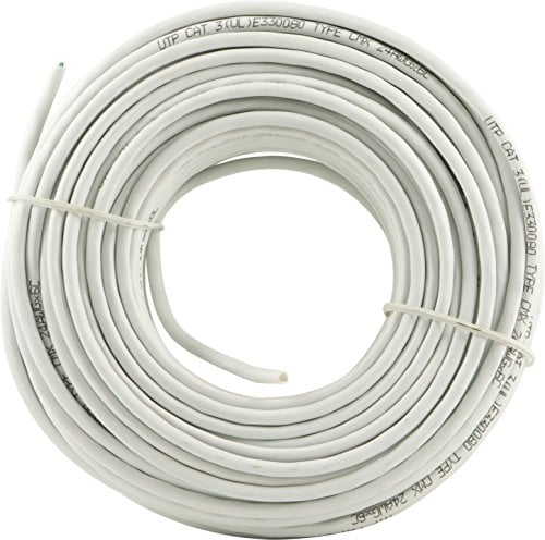 Book Cover GE 6 Conductor Installation Wire, 100 ft. (30.4m), White, 6C Cat 3, Telephone or Computer Network Cable, CMX, for Residential or Small Office Wiring, 21447