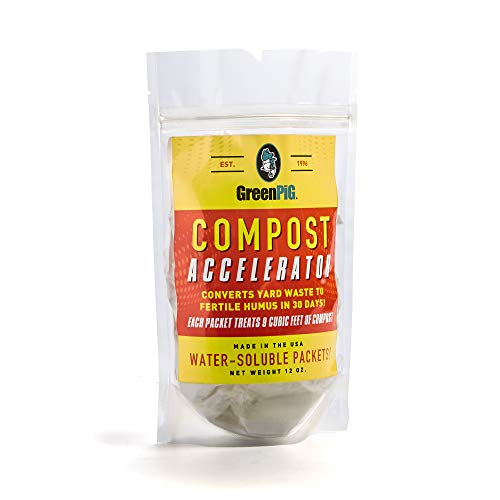 Book Cover GREEN PIG Compost Accelerator Converts Yard Waste to Fertile Humus in 30 Days and Helps Control Odors Associated with Compost Piles, 1 Bag (12 Dissolvable Packets)