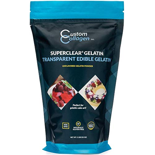 Book Cover SuperClear Gelatin Powder (Grenetine) - 300 Bloom Food Grade Gelatin for Cake Art, Dessert Molds - Edible, Unflavored, Ko Kosher - 2 lb. Resealable Pouch
