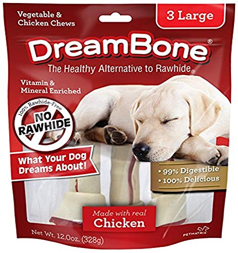 Book Cover Dreambone Vegetable & Chicken Dog Chews, Rawhide Free, Large, 3-Count