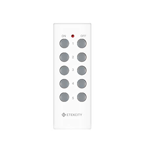 Book Cover Etekcity 5-Channel Wireless Remote Control for Outlet Receivers, White (1Tx)