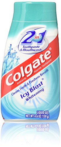 Book Cover Colgate 2 in 1 Toothpaste & Mouthwash, Icy Blast Whitening, Liquid Gel, 3 pack 4.6 OZ Each
