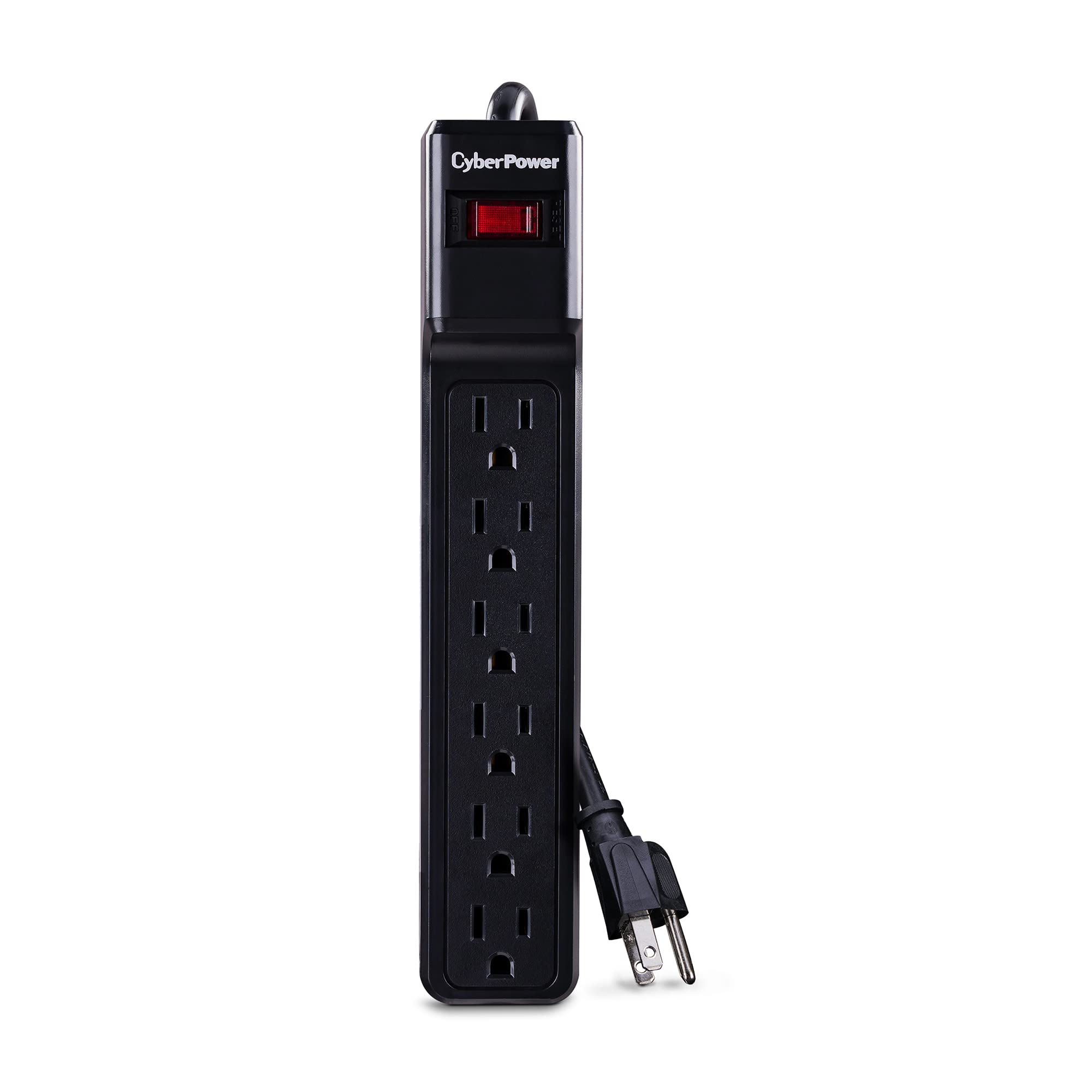 Book Cover CyberPower CSB6012 Essential Surge Protector, 1200J/125V, 6 Outlets, 12ft Power Cord, Black Single