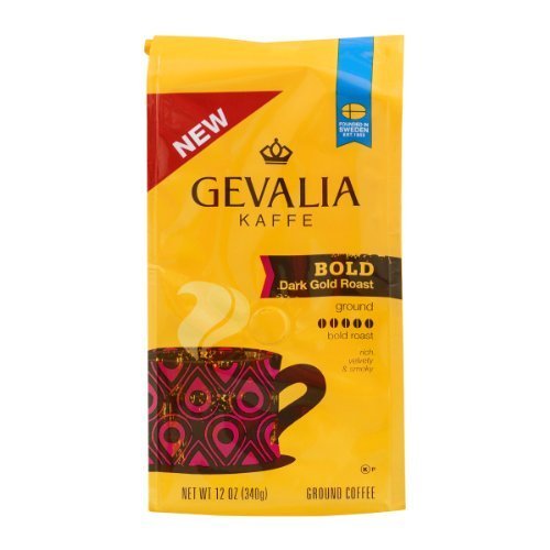 Book Cover Gevalia Kaffe, Ground Coffee, Bold Dark Gold Roast, 12oz Bag (Pack of 2)
