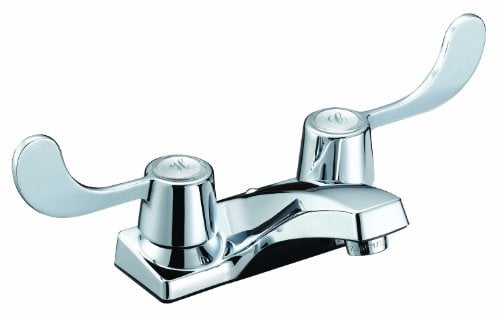 Book Cover Aqua Plumb 1550301 AB1953 4-Inch Two-Handle Polished Chrome Bathroom Handicap Faucet with Plastic Grid Drain