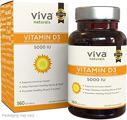 Book Cover Viva Naturals High-Potency Vitamin D3, 5,000 IU, 360 Softgels