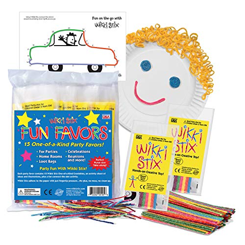 Book Cover Party Favor Paks, Contains 15 Premium paks, Each with 12 Wikki Stix and Activity Sheet, Made in The USA!