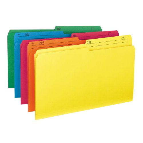 Book Cover Smead Reversible File Folder, 1/2-Cut Tab, Legal Size, Assorted Colors, 10 per Pack (15391)