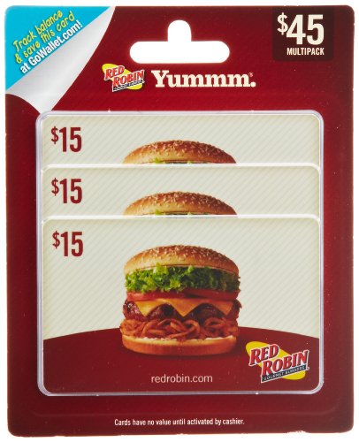 Book Cover Red Robin Gift Cards, Multipack of 3 - $15