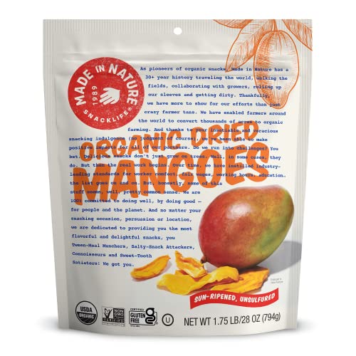 Book Cover Made in Nature Organic Dried Fruit, Mangoes, 28oz Bag – Non-GMO, Unsulfured Vegan Snack