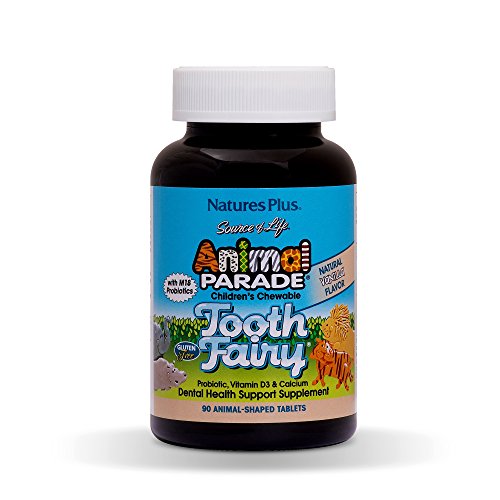 Book Cover NaturesPlus Animal Parade Source of Life Tooth Fairy Childrenâ€™s Chewable - Natural Vanilla Flavour - 90 Animal Shaped Tablets - Dental Health Supplement - Vegetarian, Gluten Free - 45 Servings