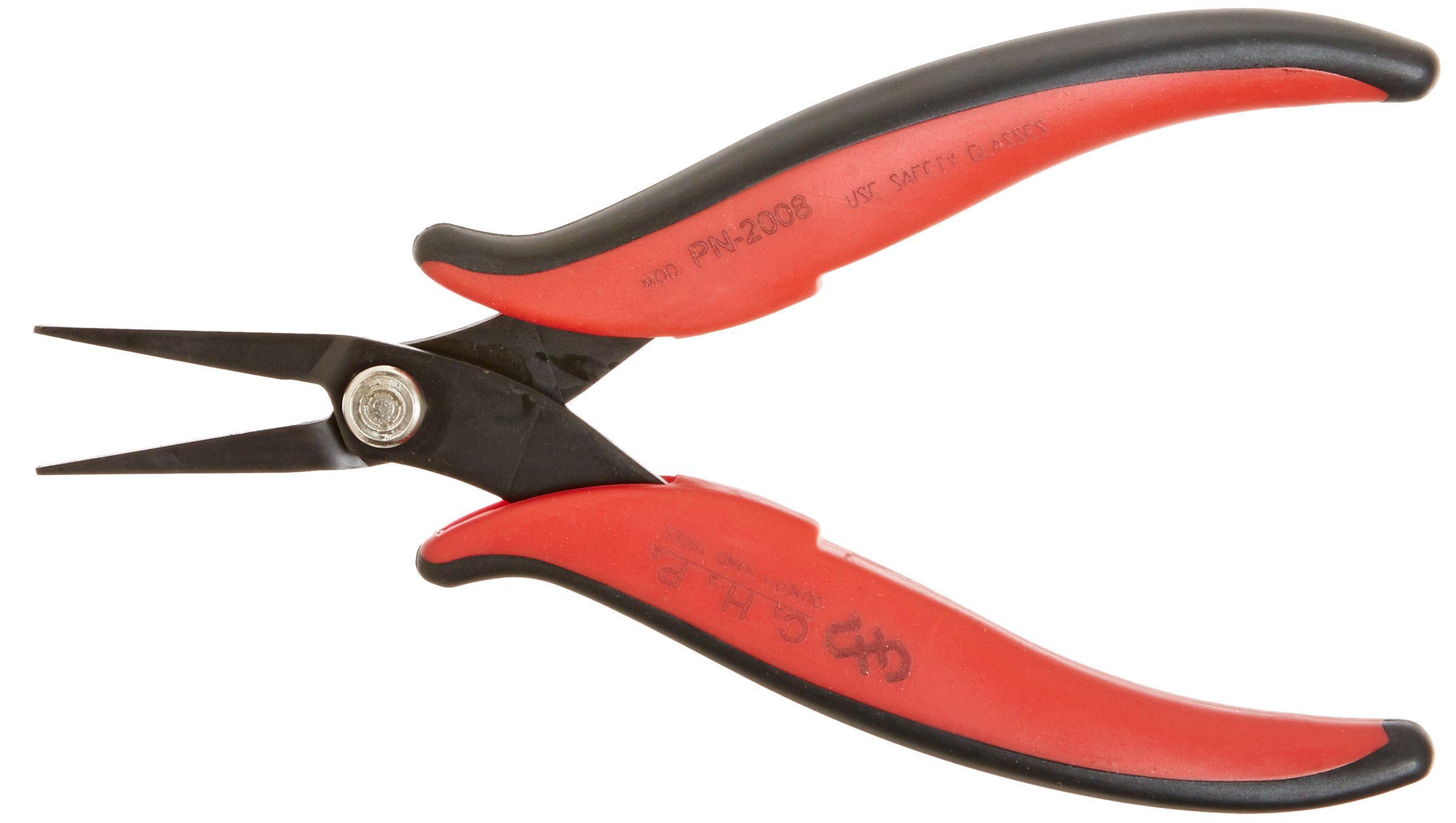Book Cover Hakko CHP PN-2008 Long-Nose Pliers, Flat Nose, Flat Outside Edge, Smooth Jaws, 32mm Jaw Length, 3mm Nose Width, 3mm Thick Steel, Orange