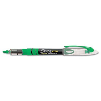 Book Cover Sharpie Accent Liquid Pen Style Highlighter, Chisel Tip, Fluorescent Green, Dozen