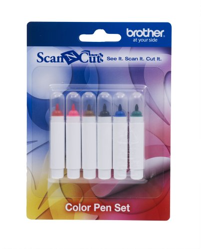 Book Cover Brother ScanNCut Pen Set CAPEN1, 6-Piece Color Permanent Ink Pens for Drawing and Writing, Includes Red, Pink, Brown, Black, Blue and Green