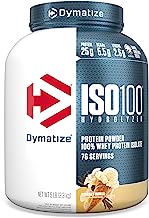 Book Cover Dymatize ISO 100 Whey Protein Powder with 25g of Hydrolyzed 100% Whey Isolate, Gluten Free, Fast Digesting, Vanilla, 5 Pound