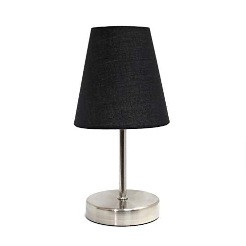 Book Cover Simple Designs LT2013-BLK Sand Nickel Mini Basic Table Lamp with Fabric Shade, Black