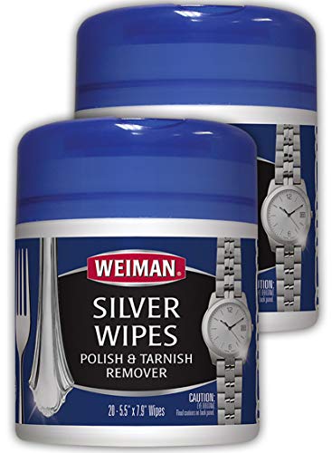Book Cover Weiman Jewelry Polish Cleaner and Tarnish Remover Wipes - 20 Count - 2 Pack - Use on Silver Jewelry Antique Silver Gold Brass Copper and Aluminum