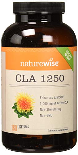 Book Cover NatureWise CLA 1250, High Potency, Natural Weight Loss Exercise Enhancement | Increase Lean Muscle Mass, Non-Stimulating | Non-GMO, Gluten-Free, & 100% Safflower Oil [2 Month Supply - 180 count]