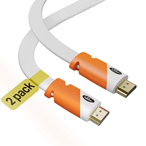 Book Cover Flat HDMI Cable 15 feet - 2-Pack - High Speed HDMI Cord - Supports, 4K Video at 60 Hz, 3D, 2160p - HDMI Latest Standard - CL3 Rated - 15 Feet