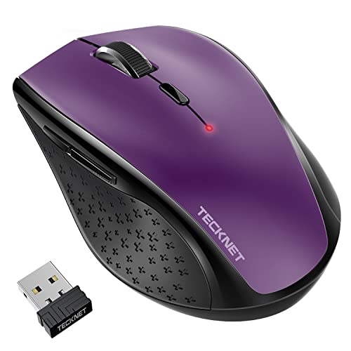 Book Cover TeckNet M002 2.4G Nano Cordless Optical Mouse - 18 Month Battery Life - Battery Level Indicator - 2.4 GHz -3 Adjustable DPI Levels: 2000/1500/1000dPi - Nano USB wireless receiver - Purple