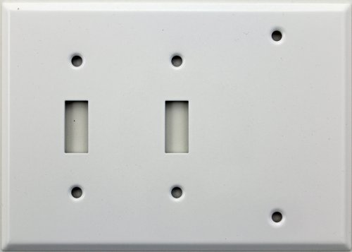 Book Cover Smooth White Three Gang Wall Plate - Two Toggle Switches One Blank by Classic Accents