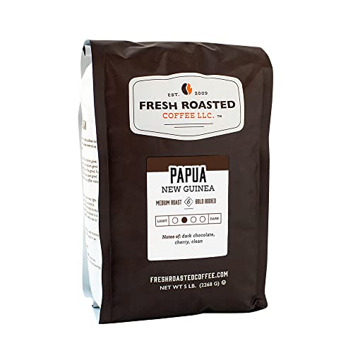 Book Cover Fresh Roasted Coffee, Papua New Guinea, 5 lb (80 oz), Medium Roast, Kosher, Whole Bean