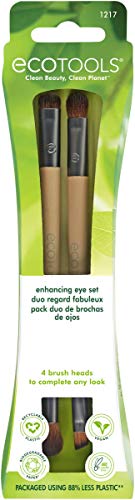 Book Cover EcoTools Duo Eyeshadow Makeup Brush Set, Define Blend & Smudge, Set of 4 Brush Heads