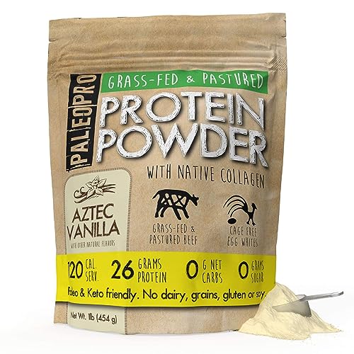 Book Cover PaleoPro Protein Powder (Aztec Vanilla 1lb.) Grass-Fed, Pastured, Cage-Free Protein | Gluten Free, Dairy Free. No Sugar, Soy, Grains or Net Carbs | Paleo & Keto Friendly (15 Servings)