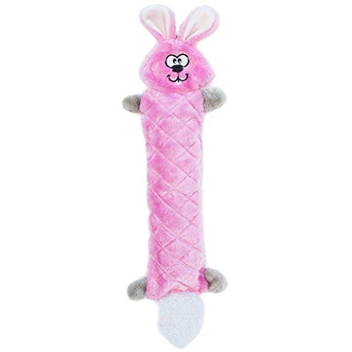 Book Cover ZippyPaws Jigglerz - Zippy Paws Dog Toy for Large and Small Dogs, Squeaky Plush Tug Toy with No Stuffing, Squeaky Interactive Dog Toys with Crinkle Head and Tail, Bunny