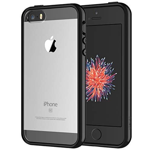 Book Cover JETech Case for iPhone SE 2016 (Not for 2020), iPhone 5s and iPhone 5, Shockproof Bumper Cover, Anti-Scratch Clear Back, Black