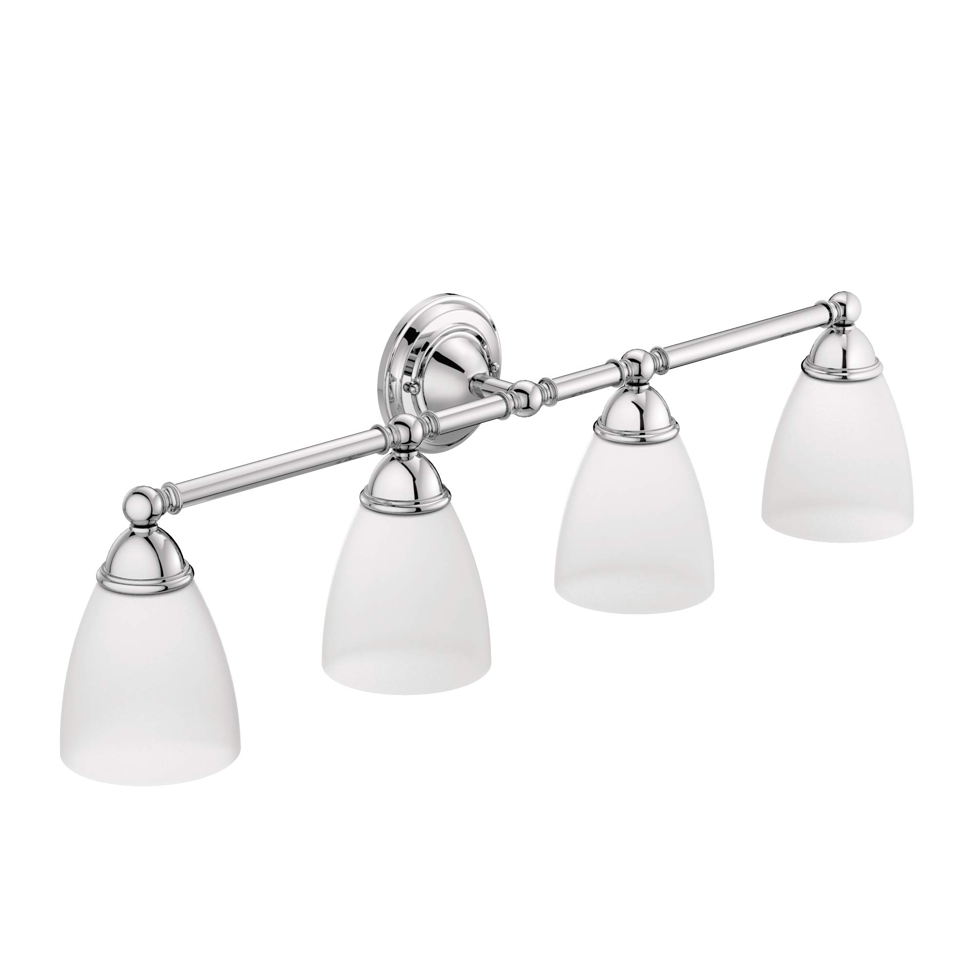 Book Cover Moen YB2264CH Brantford 4-Light Dual-Mount Bathroom Vanity Fixture with Frosted Glass, Chrome
