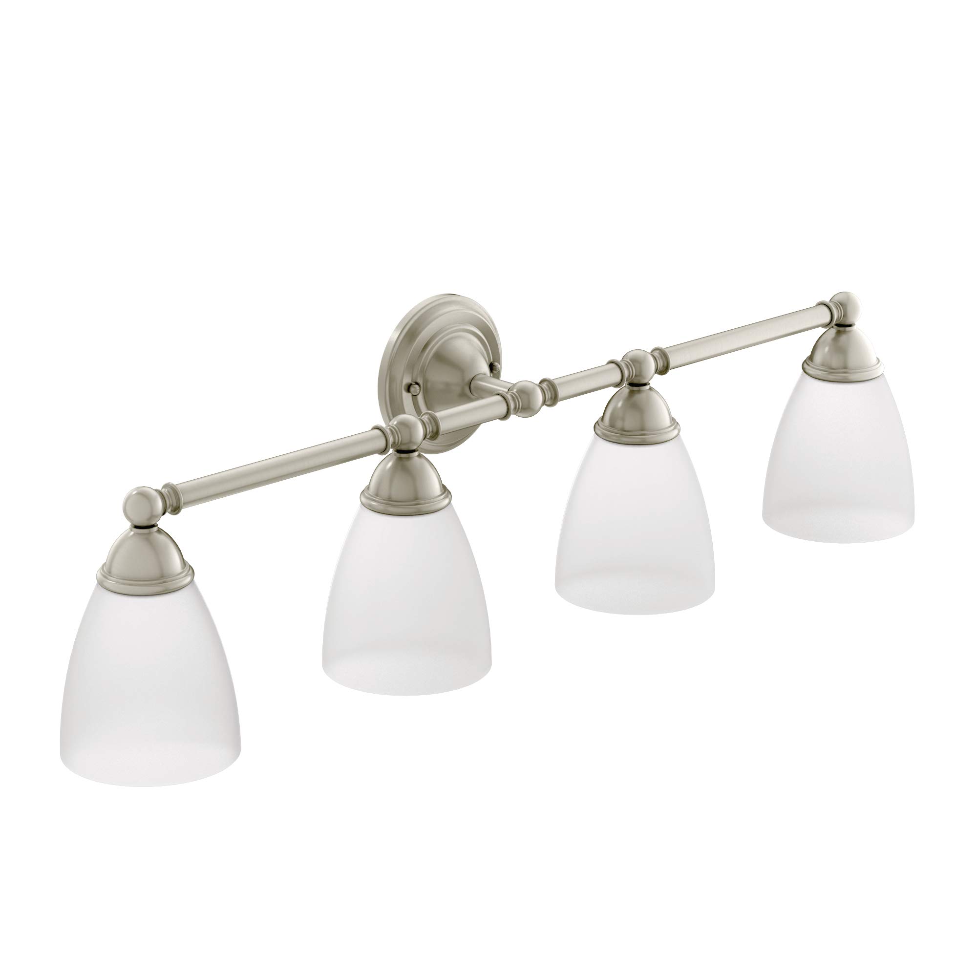 Book Cover Moen YB2264BN Brantford 4-Light Dual-Mount Bathroom Vanity Fixture with Frosted Glass, Brushed Nickel GRAY , WHITE